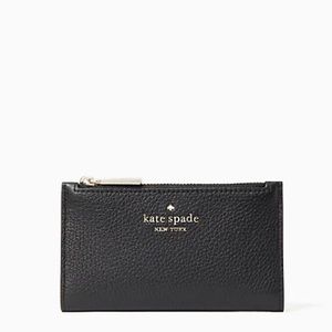 kate spade | leila small slim bifold wallet (black)